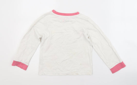 Preworn Girls White Cotton Basic T-Shirt Size 5-6 Years Crew Neck - EASTER
