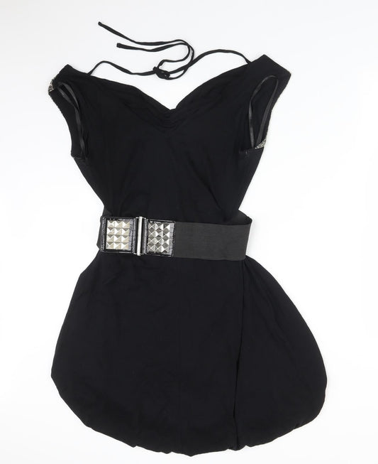 Dorothy Perkins Womens Black Viscose A-Line Size 12 Cowl Neck