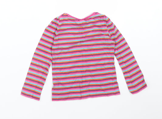 Cherokee Girls Multicoloured Striped Cotton Pullover T-Shirt Size 2-3 Years Round Neck