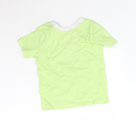 George Boys Green Cotton Basic T-Shirt Size 0-3 Months Round Neck - DINOSAURS