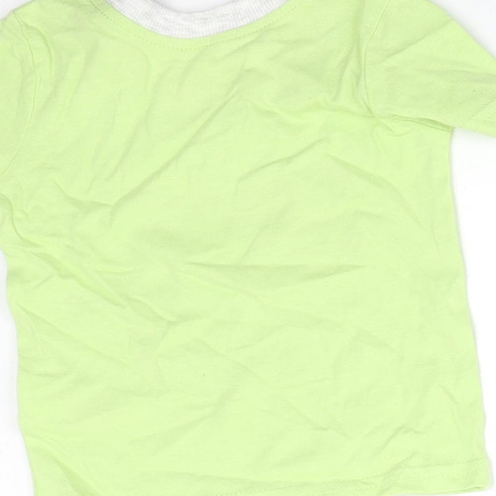George Boys Green Cotton Basic T-Shirt Size 0-3 Months Round Neck - DINOSAURS