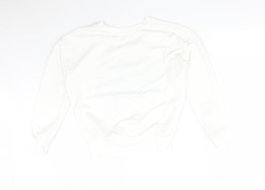 Preworn Womens White Floral Pullover Sweatshirt Size S
