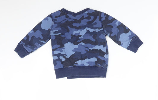 Gap Boys Blue Camouflage Cotton Pullover Jumper Size 18-24 Months