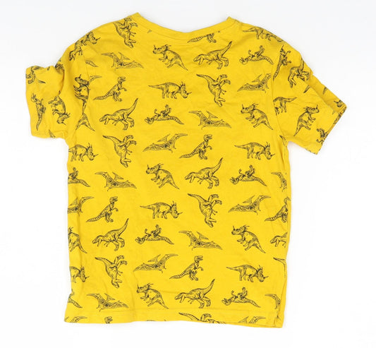 Primark Boys Orange Cotton Basic T-Shirt Size 6-7 Years Round Neck - Dinosaurs