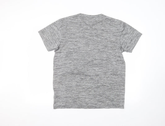 Stadium Mens Grey Polyester T-Shirt Size L Round Neck