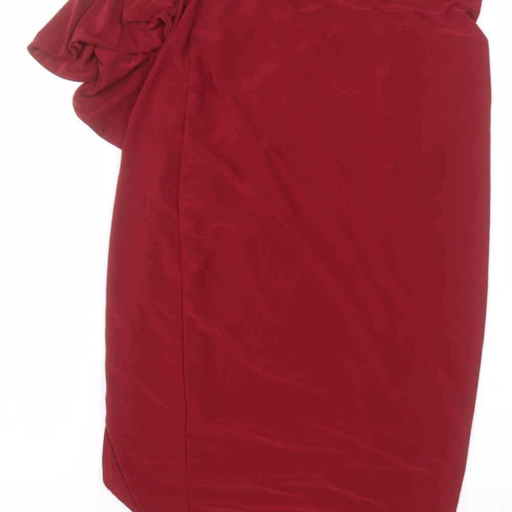Boohoo Womens Red Polyester A-Line Skirt Size 10