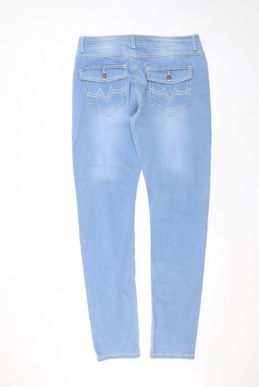 Preworn Womens Blue Polyester Skinny Jeans Size XL L31 in Regular