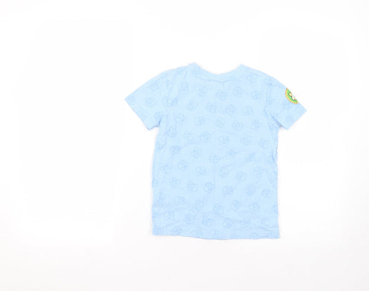 George Boys Blue Cotton Basic T-Shirt Size 4-5 Years Round Neck