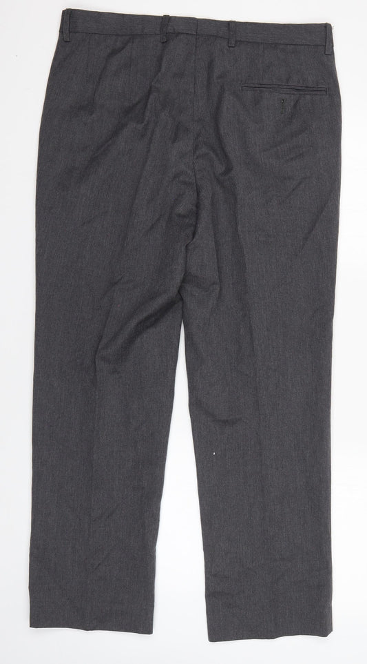 Matalan Mens Grey Polyester Dress Pants Trousers Size 34 in L28 in Regular - Short