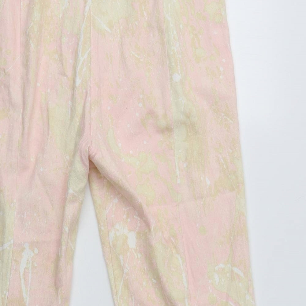 Giant Womens Pink Geometric Cotton Cropped Trousers Size 14 L21 in Regular