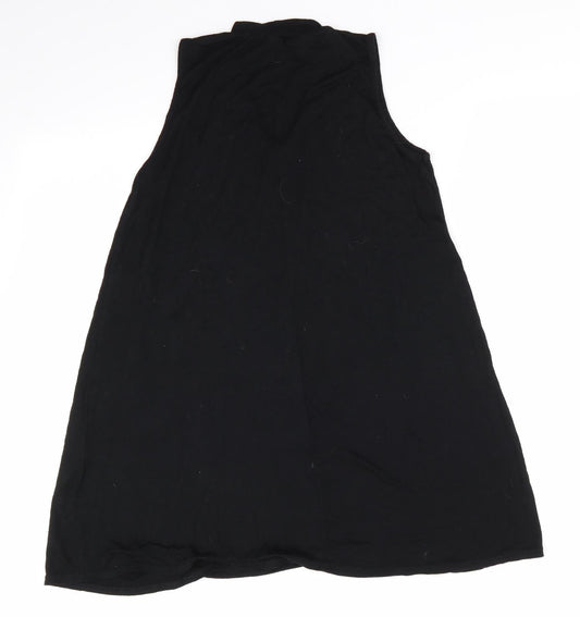 Boohoo Womens Black Viscose A-Line Size 10 V-Neck - Choker style neck