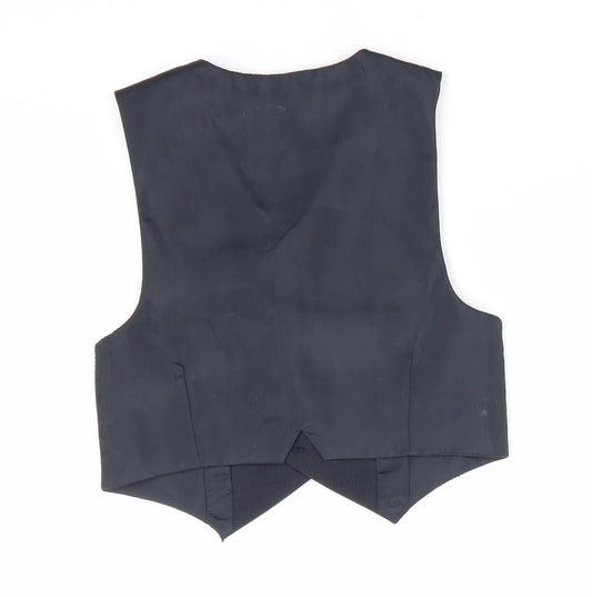 Urban Rascals Boys Grey Gilet Waistcoat Size 3 Years - Dress Waistcoat Blue with White polka dot faux hankerchief