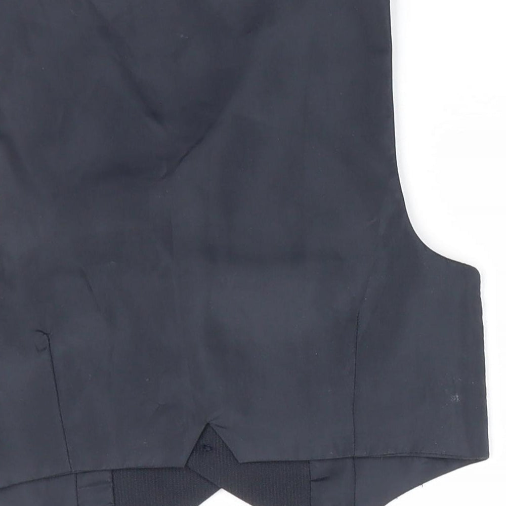 Urban Rascals Boys Grey Gilet Waistcoat Size 3 Years - Dress Waistcoat Blue with White polka dot faux hankerchief