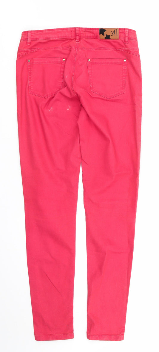 YFL Reserved Womens Orange Cotton Chino Trousers Size 10 L30 in Regular - Faded Orange Red