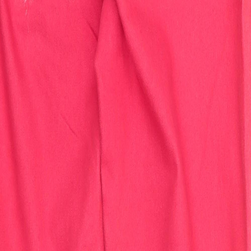 Brand and care label for YFL Reserved women’s orange cotton chino trousers, size UK 10 regular - faded orange red