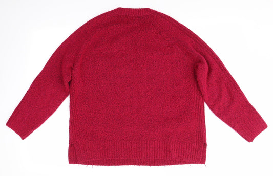 M&S Womens Pink Round Neck Acrylic Pullover Jumper Size M
