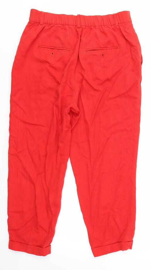 Zara Womens Red Polyester Dress Pants Trousers Size S L22 in Regular