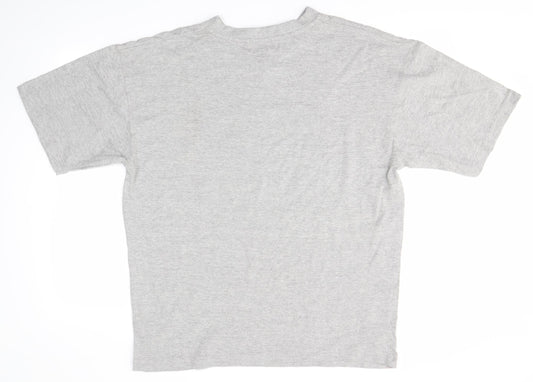 jeans&co Mens Grey Cotton T-Shirt Size L V-Neck