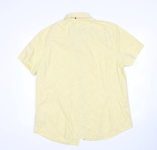John Rocha Womens Yellow Geometric Cotton Basic Button-Up Size XL Collared
