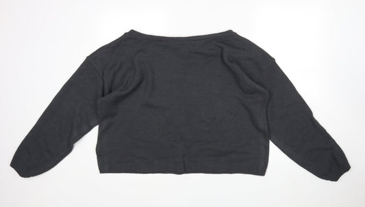 In the Style Womens Grey Round Neck Acrylic Pullover Jumper Size 14