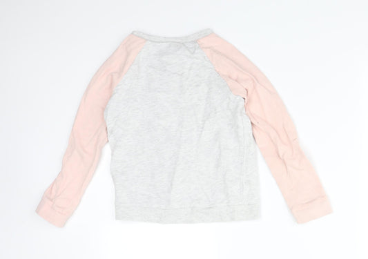 H&M Girls Multicoloured Colourblock Cotton Pullover Sweatshirt Size 7-8 Years - HEART