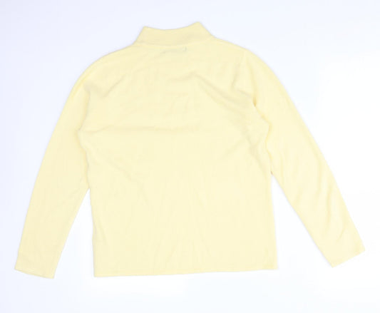 BONMARCHE Womens Yellow Acrylic Basic T-Shirt Size S High Neck