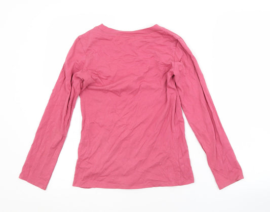 NEXT Girls Pink Cotton Basic T-Shirt Size 9 Years Crew Neck