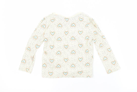 Primark Girls Beige Spotted Cotton Basic T-Shirt Size 12-18 Months Crew Neck