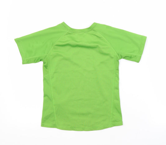 Quechua Boys Green Polyester Basic Casual Size 5-6 Years Crew Neck