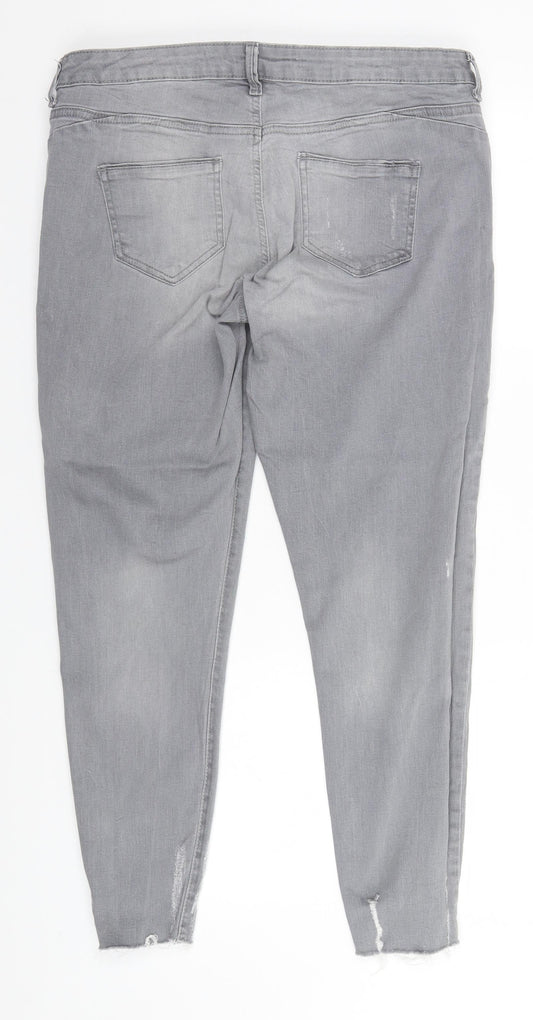 Denim & Co. Womens Grey Cotton Straight Jeans Size 14 L27 in Regular