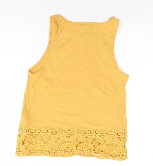 New Look Womens Orange Cotton Basic Tank Size 10 Round Neck