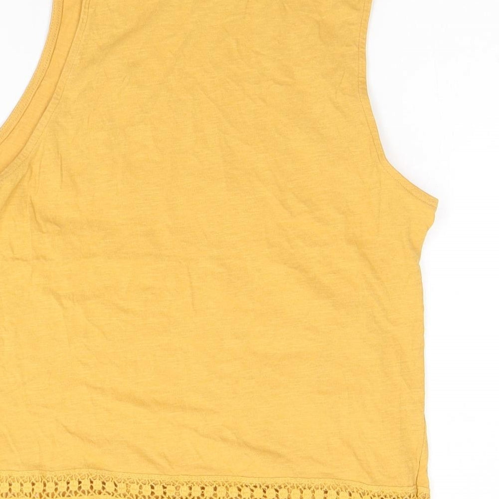 New Look Womens Orange Cotton Basic Tank Size 10 Round Neck