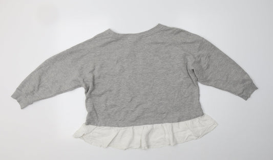 Topshop Womens Grey Crew Neck Cotton Pullover Jumper Size 10