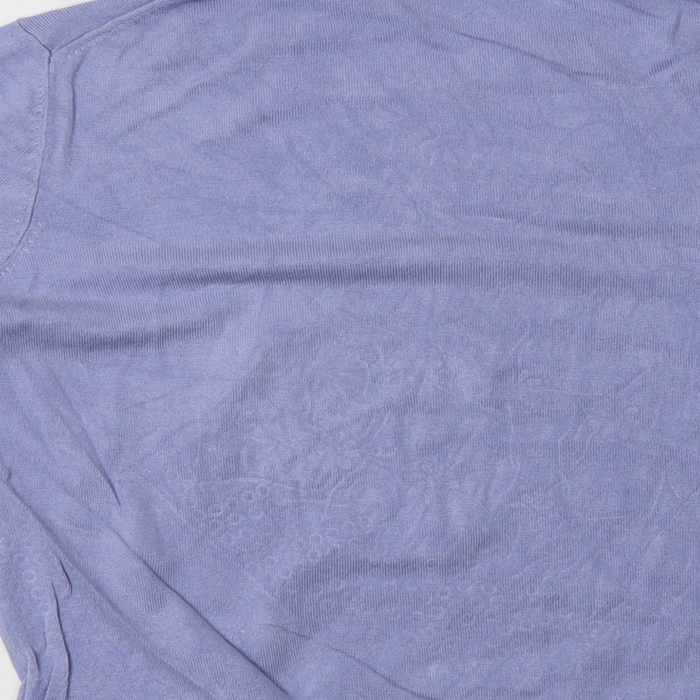 M&S Womens Blue Crew Neck Viscose Pullover Jumper Size 12