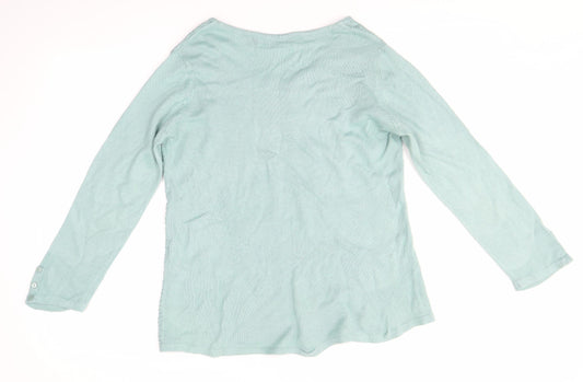 Isle Womens Green Round Neck Acrylic Pullover Jumper Size S