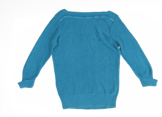 BHS Womens Blue Round Neck Acrylic Pullover Jumper Size S