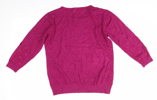JUST ELEGANCE Womens Pink Viscose Basic Blouse Size M Round Neck