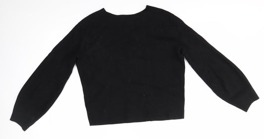 H&M Womens Black V-Neck Viscose Pullover Jumper Size S