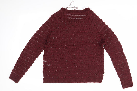 Love knitwear Womens Purple Round Neck Acrylic Pullover Jumper Size 14