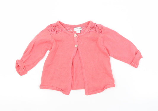 Preworn Girls Red Cotton Cardigan Jumper Size 6-9 Months