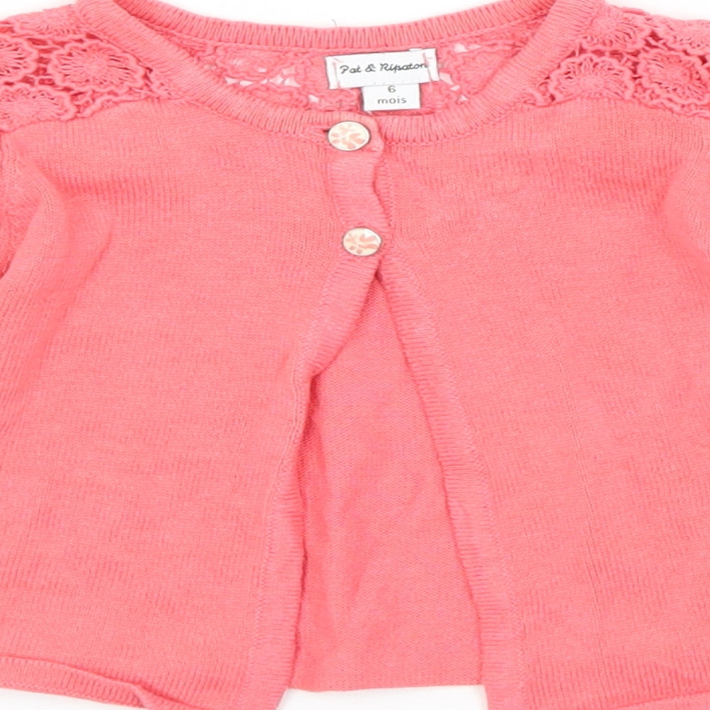 Preworn Girls Red Cotton Cardigan Jumper Size 6-9 Months