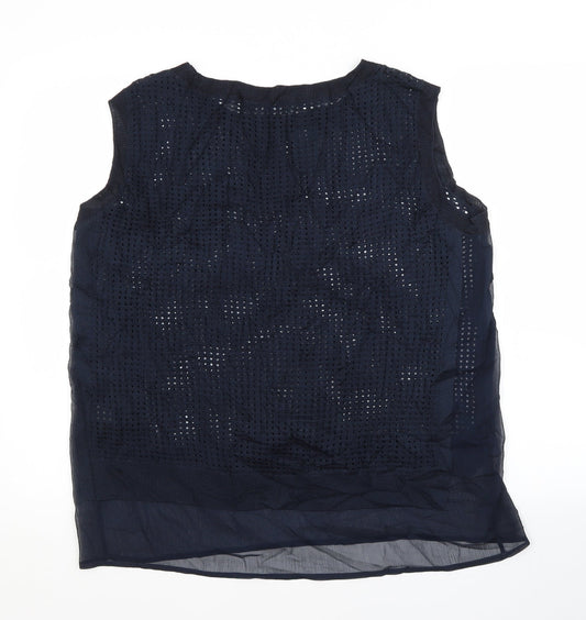 NEXT Womens Blue Viscose Basic Blouse Size 14 Crew Neck