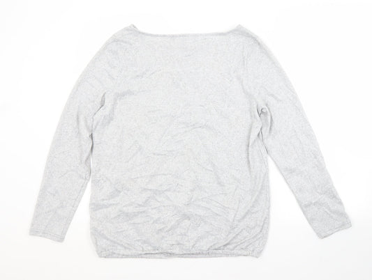 Preworn Womens Grey Boat Neck Polyester Pullover Jumper Size 14