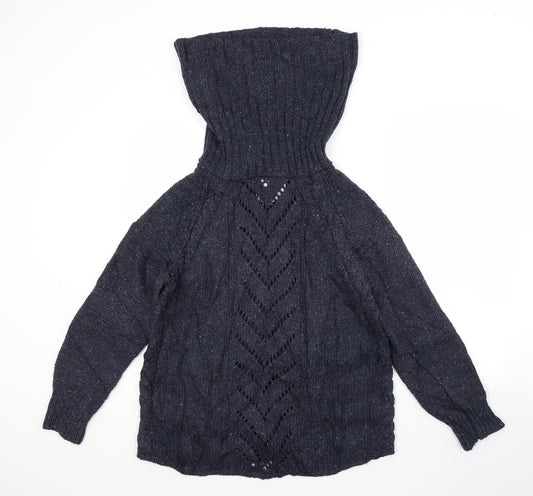 Preworn Womens Blue Roll Neck Acrylic Pullover Jumper Size M