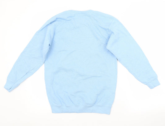 Fruit of the Loom Boys Blue Crew Neck Cotton Pullover Jumper Size 10-11 Years