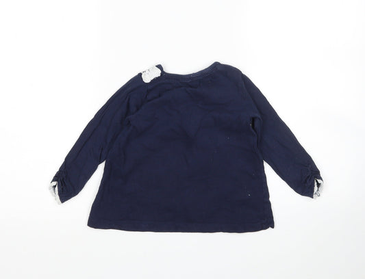 Crafted Girls Blue Cotton T-Shirt Dress Size 12-18 Months Round Neck