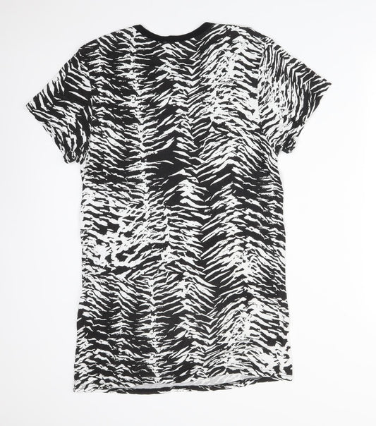 PRETTYLITTLETHING Womens Multicoloured Animal Print Viscose Basic T-Shirt Size 10 Crew Neck