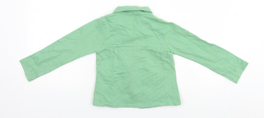 MINIMODE Girls Green Collared Cotton Cardigan Jumper Size 5-6 Years