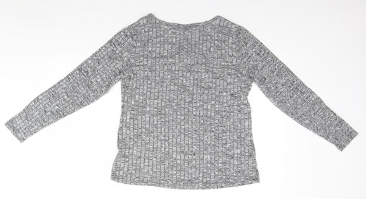 fransa Womens Silver Round Neck Pullover Jumper Size L