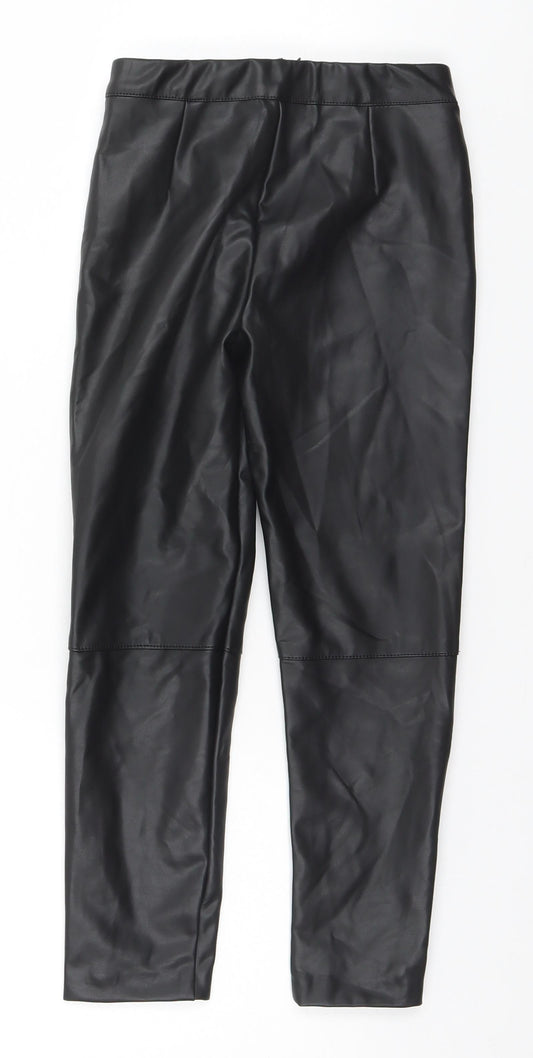 Zara Boys Black Polyurethane Capri Trousers Size 8 Years Regular